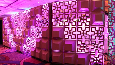 Clover and Chiclet SuperLever panels create this appealing wall