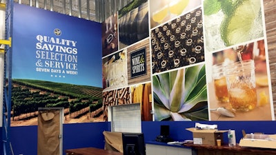 Restaurant Depot Wine & Spirits Launch Campaign Wall Wrap designed by Authentic Brands Group