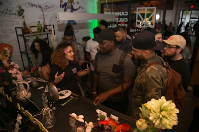 At Art Basel in December, media company Merry Jane partnered with Viceland network to create a cannabis-theme experience that included massages with CBD oil and lotion and a display from My Bud Vase, which converts antique vases into bongs.