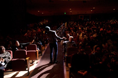 Singer Brian Owens engages the audience during his concert tribute to Marvin Gaye.