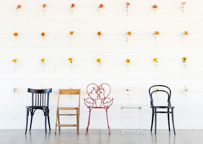 All of our lovely dining chairs, looking snazzy and ready to party.