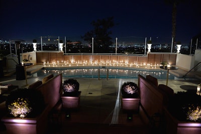 To commemorate Harper’s Bazaar’s 150th anniversary, the magazine hosted what it dubbed the 150 best-dressed women around the world at a January event at L.A.’s Sunset Tower hotel, where candles in glass vessels of varying heights surrounded the pool.