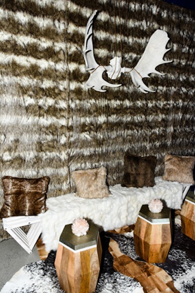 The Nordic installation showcased a fur wall and antler decor.