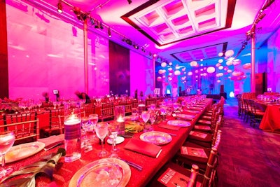 VSG Solutions used a mix of blue and red lighting to illuminate the event space.