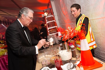 Servers and bartenders wore construction vests. Additional decor included safety cones.