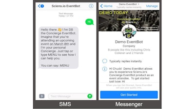 One EventBot works through SMS, Messenger, and other popular Messaging Apps...