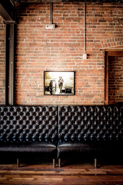 Black leather banquette seating