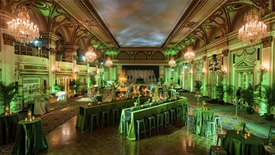 An elegant emerald city came alive in this ballroom.