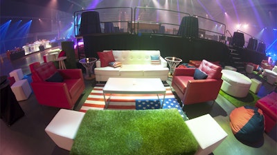 Soft seating took on an All- American sport feel at this sports extravaganza.