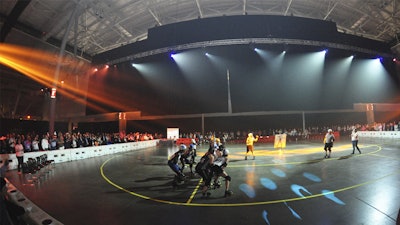 What else do you do on a cement floor? Make a roller derby rink!