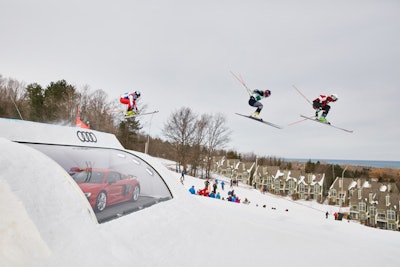 The vehicle was on display in the ski jump throughout the duration of the competition.