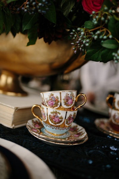 Opulent patterned teacups added a dose of traditionalism as well as richness.