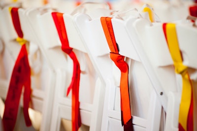 Guests found colorful ribbons tied to the backs of their chairs.