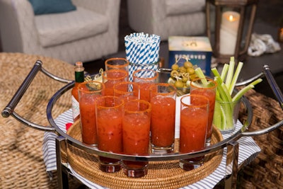Susan Gage Caterers served Bloody Mary drinks to accompany the eight oyster-tasting stations.
