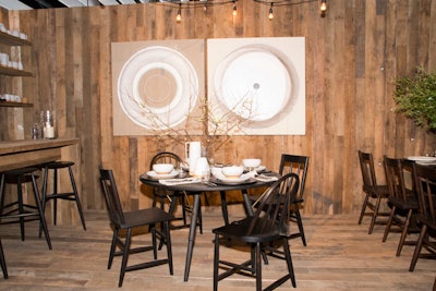 Brad Ford, owner of the New York Design Center’s FAIR showroom, used local artisan-made furnishings from his company to decorate the rustic dining setup.