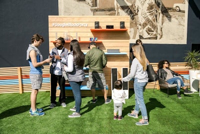 A sound wall played music and featured the event's hashtag. Product specialists were on site to answer consumer questions.