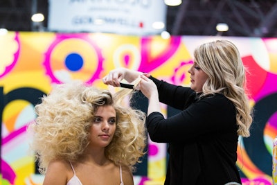 Most of the 500 exhibitors, including hair care company Amika, provided product demonstrations in their booths.