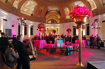 A cocktail reception with live music at the Rotunda