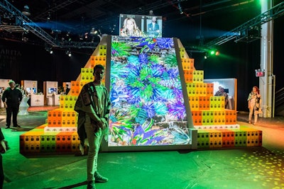 The focal point of the event was a branded Patrón pyramid. 'This is the first year we used projection-mapping technology on our pyramids, which really added a dynamic element to the decor,' said Pam Dzierzanowski, vice president of event marketing for Patrón Spirits Company.