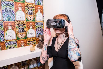 Another interactive event element was a virtual-reality station, which allowed attendees to tour the Patrón Hacienda in Jalisco, Mexico, and learn how the brand's tequila is made.