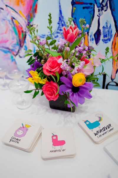 Decor included colorful florals and cards that featured a variety of llamacorn illustrations with catchphrases.