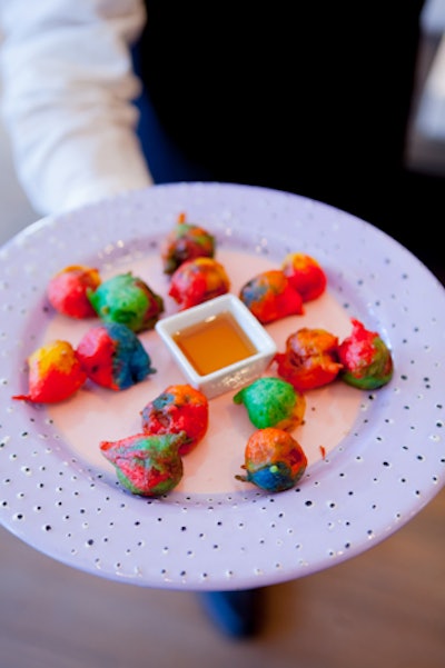 Other brunch items included llamacorn snacks, which consisted of rainbow-color pancake sausage and bratwurst bites served with maple syrup.