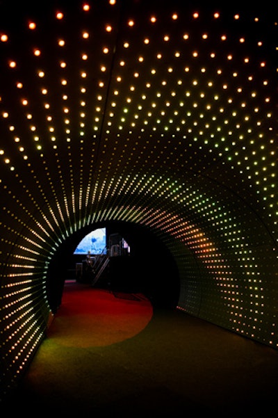 Guests entered a custom-built theater through two interactive LED light tunnels.