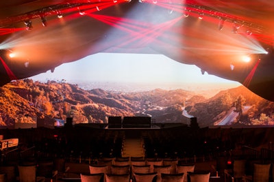 A 130-foot-wide projection wall in the theater showcased L.A.-inspired imagery and content.