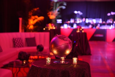 Playing up the travel theme, globes and airplanes were stationed around the room.