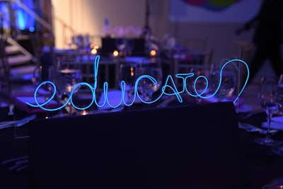 In March, nonprofit organization Urban Arts Partnership celebrated its 25th anniversary in New York. The event, which supports the group’s mission to advance the development of underserved public school students, featured neon sign centerpieces with words of inspiration.