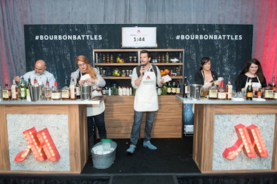 The inaugural Marriott Hotels' Bourbon Battle took place March 29 at Washington Marriott Georgetown. The event, which was hosted by Food Network's Rossi Morreale, featured branded bars and a backdrop that displayed the event's hashtag.