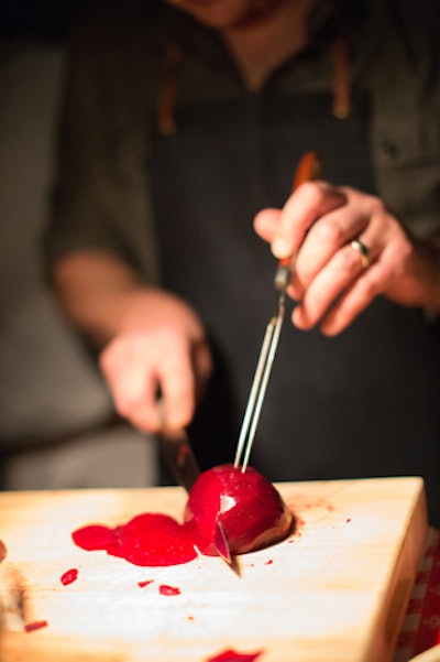 Andrew Carmellini, a Best New Chef from 2000, served 'corned beet' on a rye slider bun with cabbage and horseradish from his Tribeca restaurant Little Park.