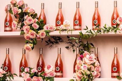 An elaborate rose installation decked the eye-catching bar.