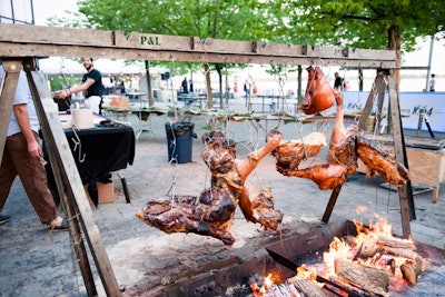 For an upgraded take on barbecues, Parts & Labour Catering & Events in Toronto offers a branded asado station designed by Castor Design. The customizable menu includes a variety of meats and five sides. Pricing starts at $80 a person for groups with a 50-person minimum.