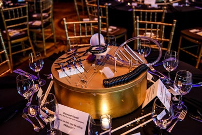 Dubbed 'Lazy Susannaphones,' the musical centerpieces were placed at each table. Notecards invited guests to share their experience on social media using National Sawdust's gala hashtag.