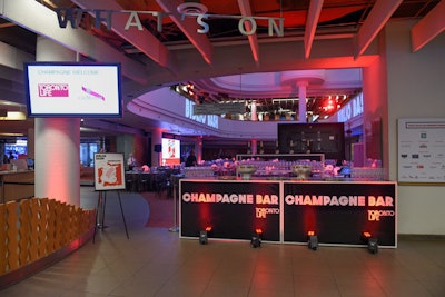 Event sponsor Toronto Life had a branded champagne bar at the entrance of the venue.