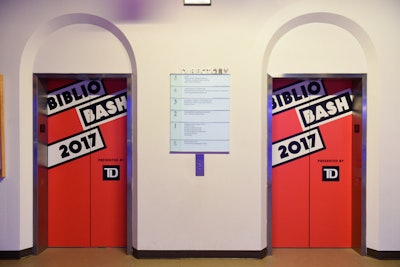 Elevators featured branded doors with the name of the event and sponsor TD.