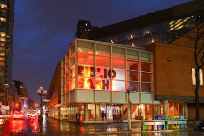 The inaugural event took place at the Toronto Reference Library on April 27. The foundation used projection mapping to light up the building and showcase words and images along the walls of the library, while reinforcing the event's red-and-black color palette.
