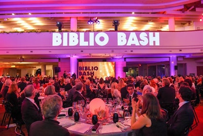 The event's name was spelled out giant white letters on the floor that overlooked the dining area.