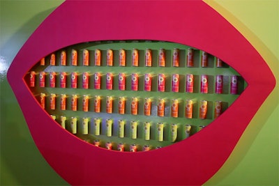 Cans of Izze Fusion created a colorful backdrop for photos.