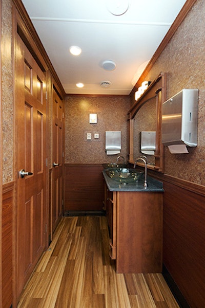 Two- to 10-station restroom trailer, from $850 to $3,000 depending on size, available in the Northeast, New England, Florida, and Austin, Texas, from VIP to Go