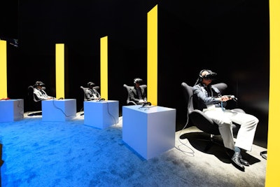Inside the new central theater are eight stations where attendees can watch a four-minute virtual reality video that shows how SAP’s new Leonardo system brings innovation to life.