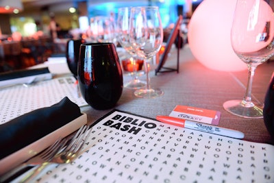 On-theme table settings had placemats that doubled as word searches.