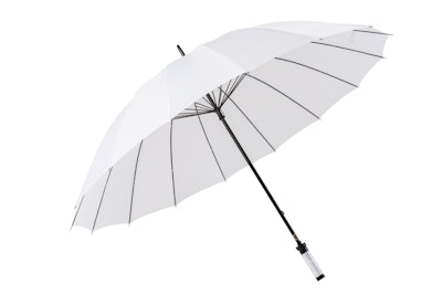 Two-person umbrella, $12.95, available throughout the United States except Alaska, Hawaii, and outlying territories from Weather or Not