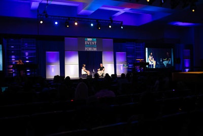 Staging at the Event Innovation Forum included three stages for the vocal and piano trio 3 Grand, which provided musical interludes throughout the program.