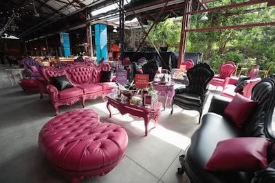 Luxe Modern Rentals provided furniture that complemented the event's color scheme.