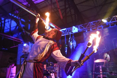 Fire breathers in Moroccan garb performed for a captivated audience.