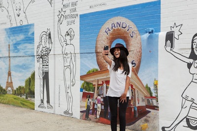 Another backdrop featured an illustration of Randy's Donuts in Los Angeles.