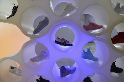 A sneaker installation by influencer Bryshere Gray was one of seven interactive artworks on the show floor.