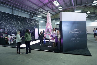 More than 80 brands including Revlon, L’Oreal Paris, and Maybelline were on site; the L’Oreal Paris space featured a floral-adorned Eiffel Tower as the centerpiece.